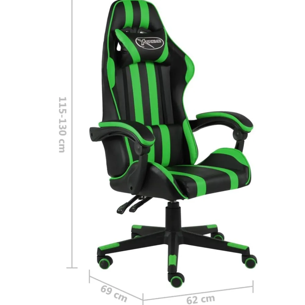 vidaXL Silla gaming de cuero sintético negro y Verde Best
