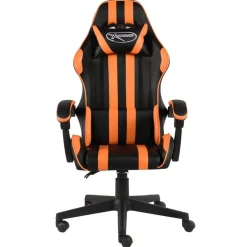 vidaXL Silla gaming de cuero sintético negro y Naranja Clearance