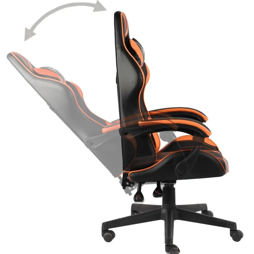 vidaXL Silla gaming de cuero sintético negro y Naranja Clearance