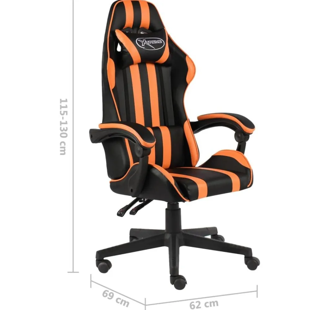 vidaXL Silla gaming de cuero sintético negro y Naranja Clearance