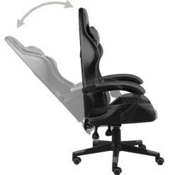 vidaXL Silla gaming de cuero sintético negro y Gris Hot