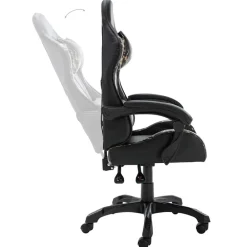 vidaXL Mobiliario De Oficina-Silla gaming de cuero sintético negro y camuflaje