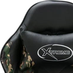 vidaXL Mobiliario De Oficina-Silla gaming de cuero sintético negro y camuflaje