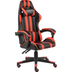 vidaXL Silla gaming de cuero sintético negro y Rojo Clearance