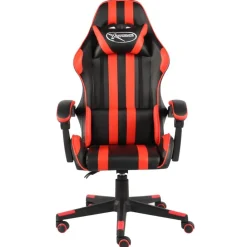 vidaXL Silla gaming de cuero sintético negro y Rojo Clearance