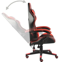 vidaXL Silla gaming de cuero sintético negro y Rojo Clearance