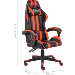 vidaXL Silla gaming de cuero sintético negro y Rojo Clearance