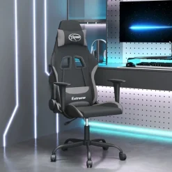 vidaXL Sillas-Silla gaming de masaje tela y negro