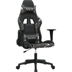 vidaXL Silla gaming de masaje cuero sintético Negro y camuflaje Sale