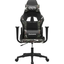 vidaXL Silla gaming de masaje cuero sintético Negro y camuflaje Sale