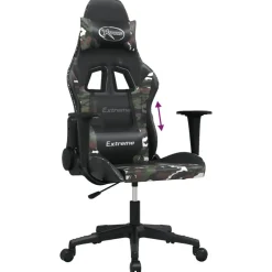 vidaXL Silla gaming de masaje cuero sintético Negro y camuflaje Sale