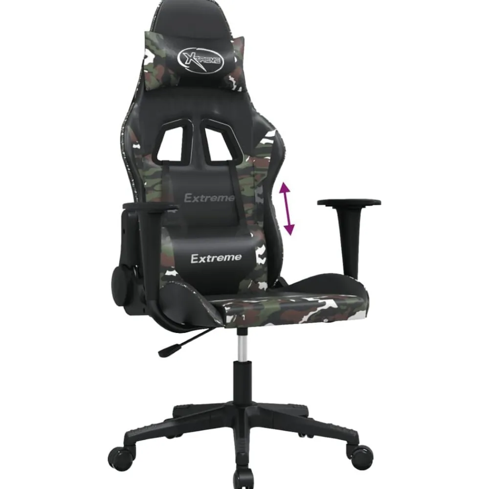 vidaXL Silla gaming de masaje cuero sintético Negro y camuflaje Sale