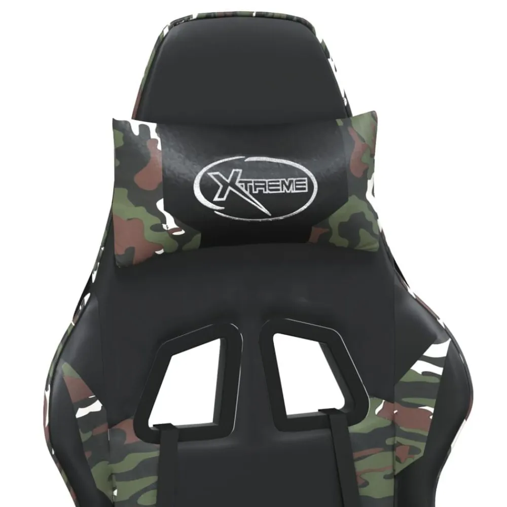 vidaXL Silla gaming de masaje cuero sintético Negro y camuflaje Sale