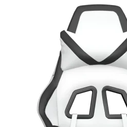 vidaXL Silla gaming de masaje cuero sintético Blanco y negro Sale
