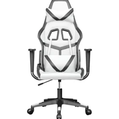 vidaXL Silla gaming de masaje cuero sintético Blanco y negro Sale