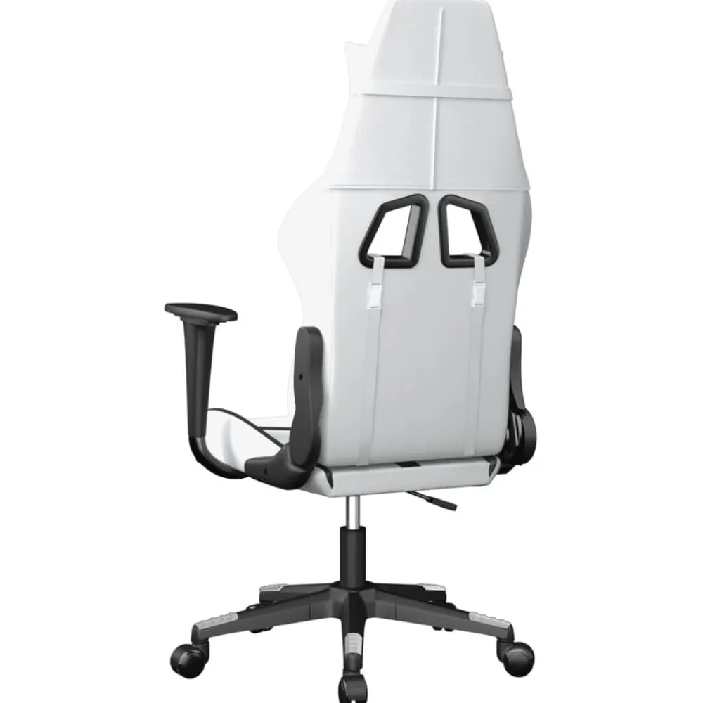 vidaXL Silla gaming de masaje cuero sintético Blanco y negro Sale