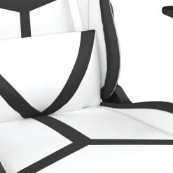 vidaXL Silla gaming de masaje cuero sintético Blanco y negro Sale