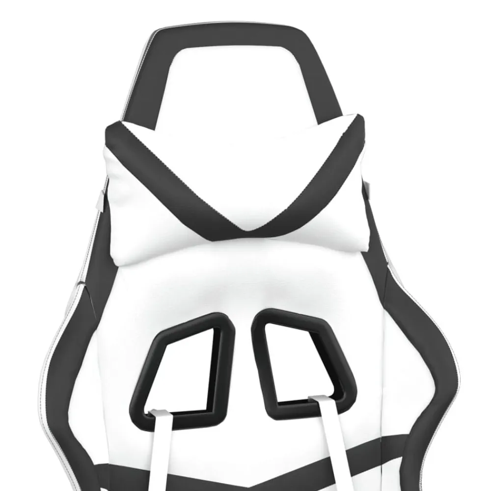vidaXL Silla gaming de masaje cuero sintético Blanco y negro Sale