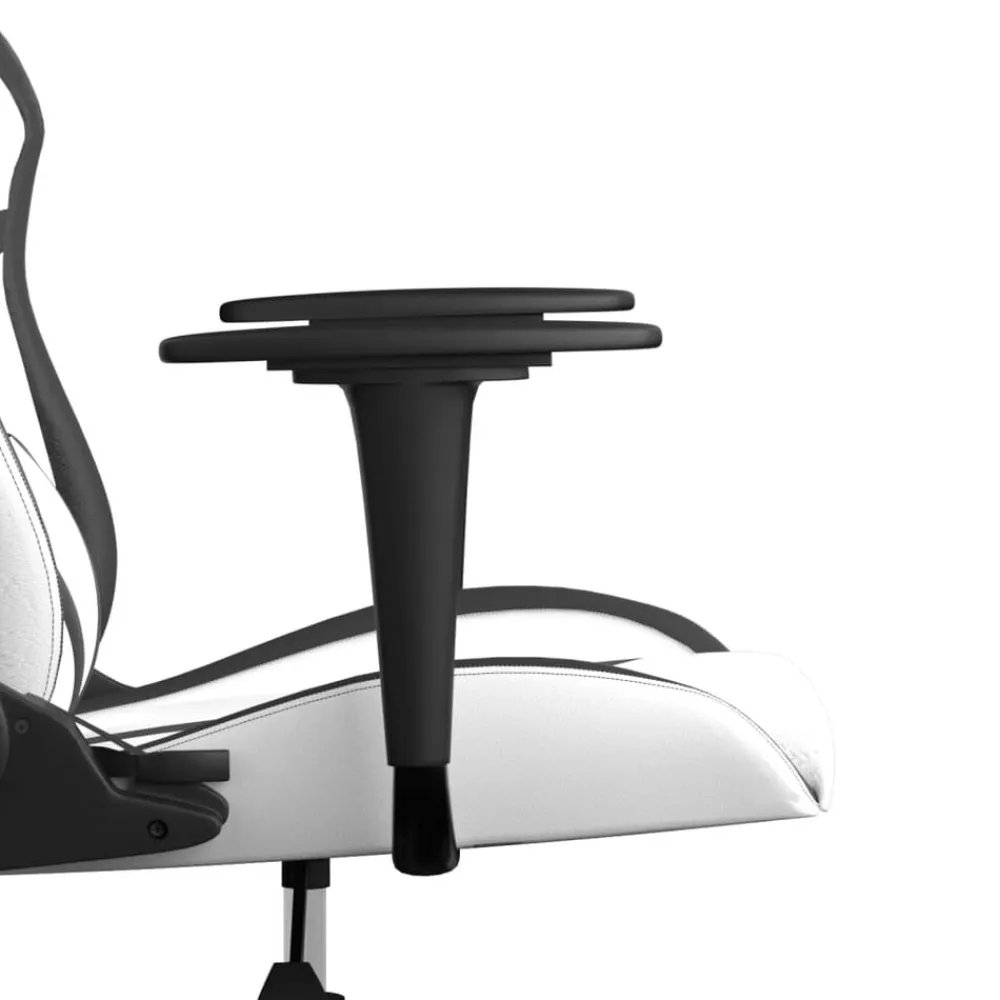 vidaXL Silla gaming de masaje cuero sintético Blanco y negro Sale