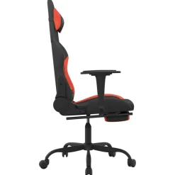 vidaXL Sillas-Silla gaming de masaje con reposapiés tela negro y