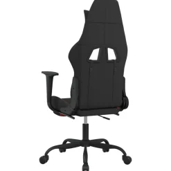vidaXL Sillas-Silla gaming de masaje con reposapiés tela negro y