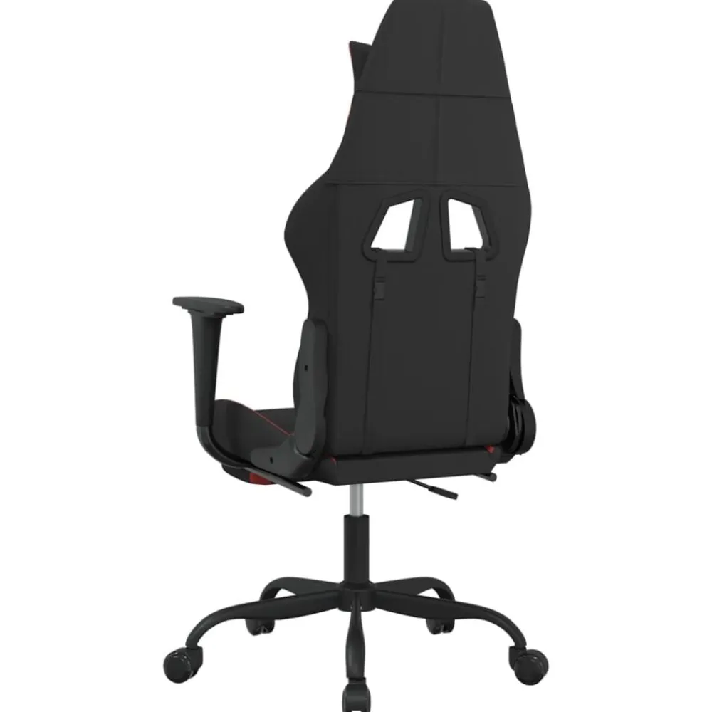 vidaXL Sillas-Silla gaming de masaje con reposapiés tela negro y