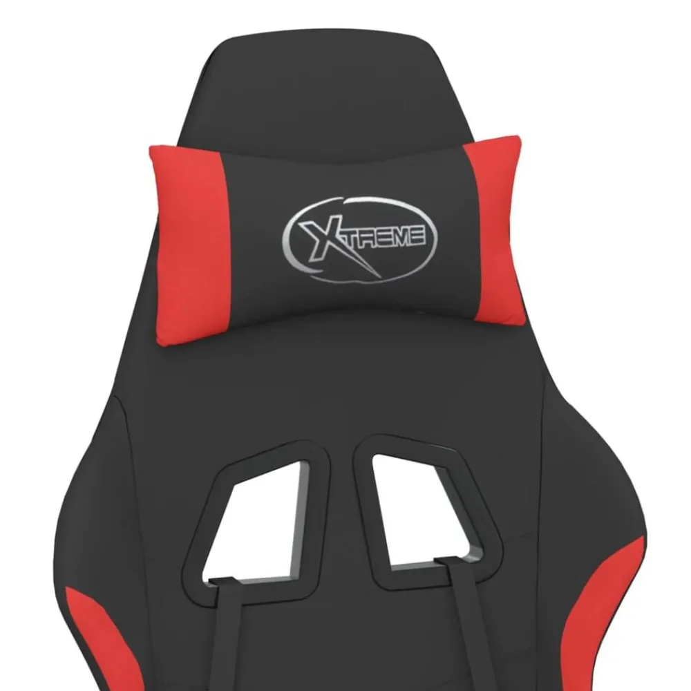 vidaXL Sillas-Silla gaming de masaje con reposapiés tela negro y