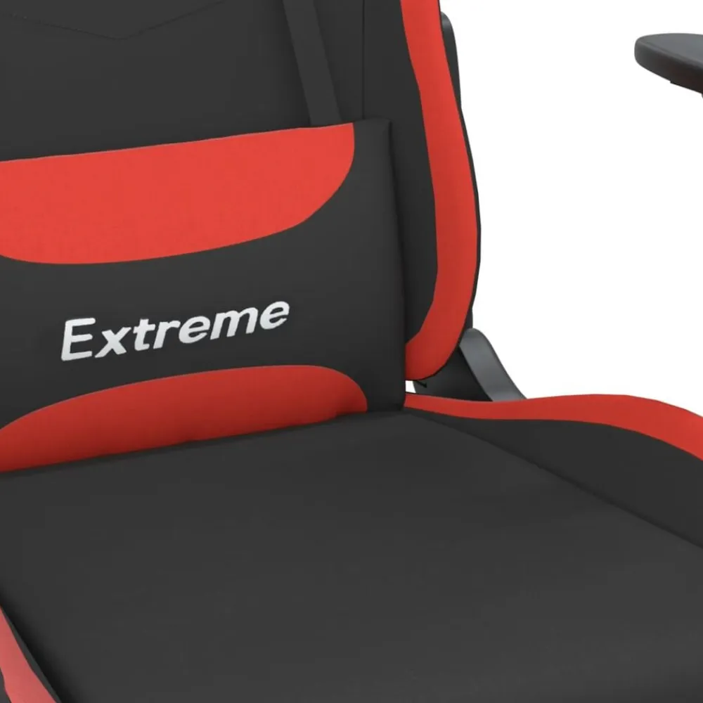 vidaXL Sillas-Silla gaming de masaje con reposapiés tela negro y