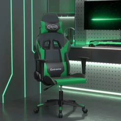 vidaXL Sillas-Silla gaming de masaje cuero sintético