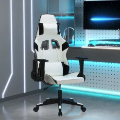 vidaXL Sillas-Silla gaming de masaje cuero sintético