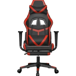 vidaXL Silla gaming de masaje y reposapiés cuero sintético negro rojo Negro y rojo Outlet