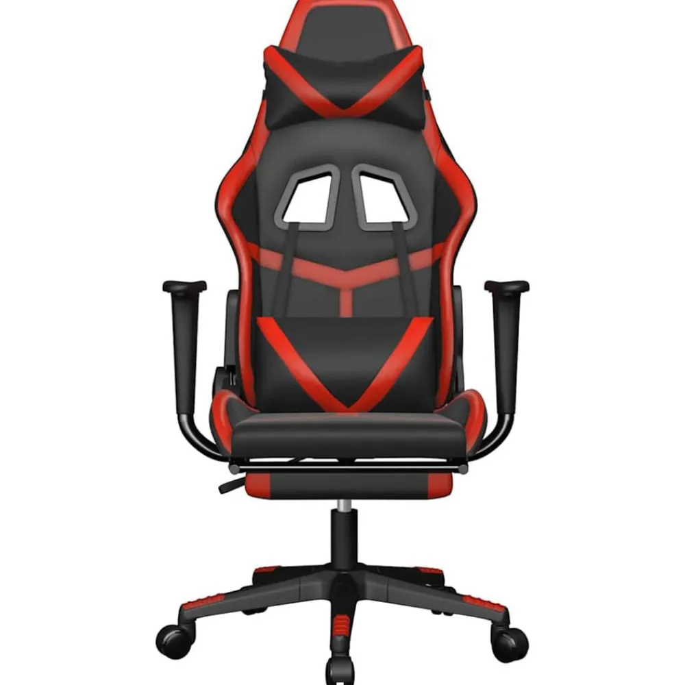 vidaXL Silla gaming de masaje y reposapiés cuero sintético negro rojo Negro y rojo Outlet