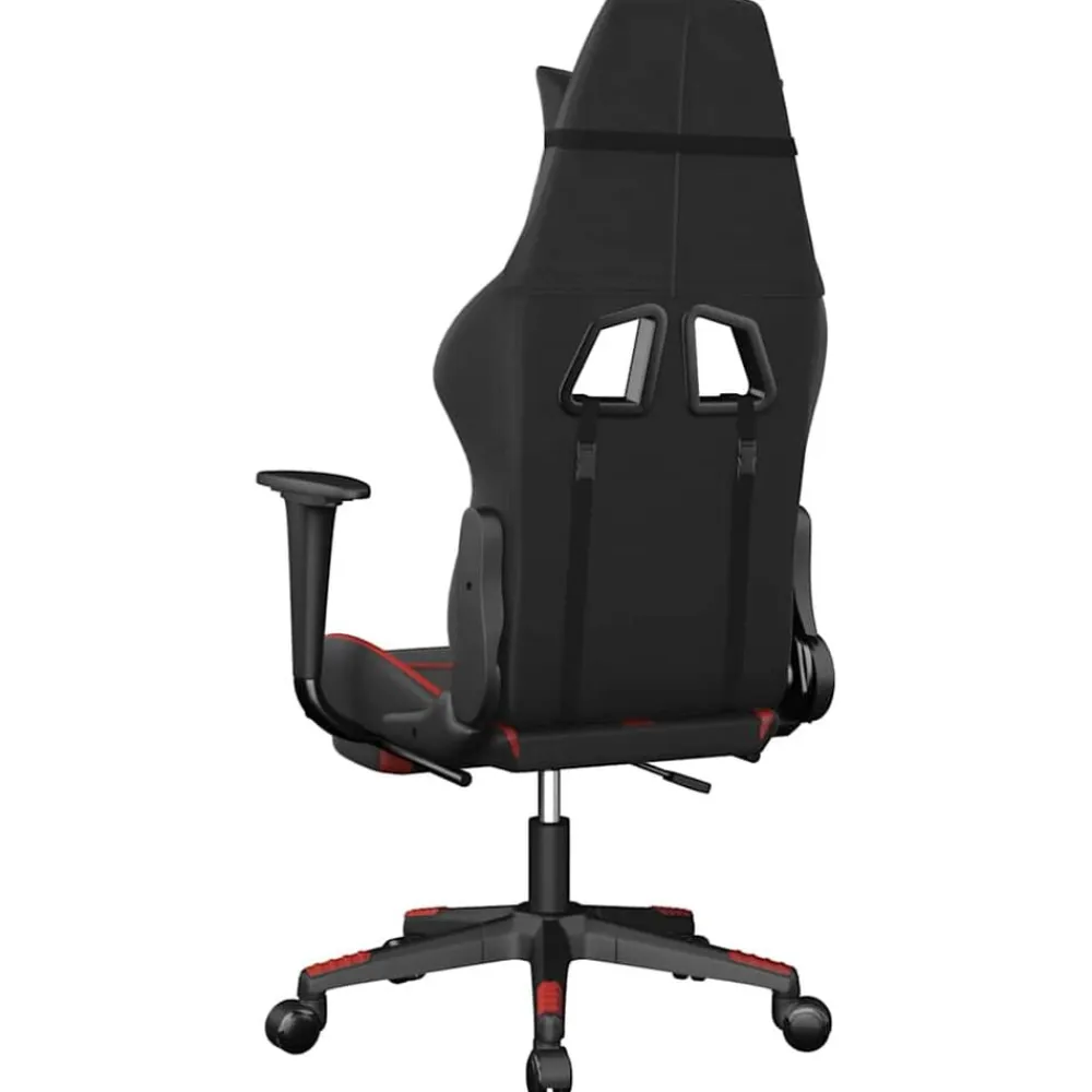 vidaXL Silla gaming de masaje y reposapiés cuero sintético negro rojo Negro y rojo Outlet