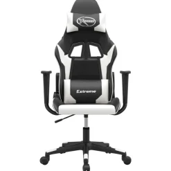 vidaXL Silla gaming de masaje cuero sintético Negro y blanco Hot