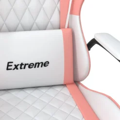 vidaXL Silla gaming de masaje cuero sintético Blanco y rosa Clearance