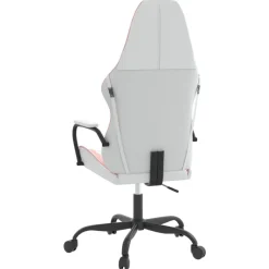 vidaXL Silla gaming de masaje cuero sintético Blanco y rosa Clearance