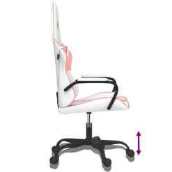 vidaXL Silla gaming de masaje cuero sintético Blanco y rosa Clearance