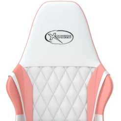 vidaXL Silla gaming de masaje cuero sintético Blanco y rosa Clearance