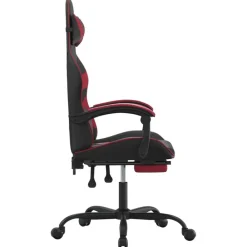 vidaXL Silla gaming giratoria y reposapiés cuero sintético Negro y rojo tinto Sale