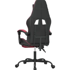 vidaXL Silla gaming giratoria y reposapiés cuero sintético Negro y rojo tinto Sale