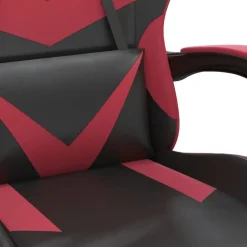 vidaXL Silla gaming giratoria y reposapiés cuero sintético Negro y rojo tinto Sale