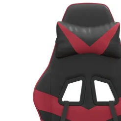 vidaXL Silla gaming giratoria y reposapiés cuero sintético Negro y rojo tinto Sale