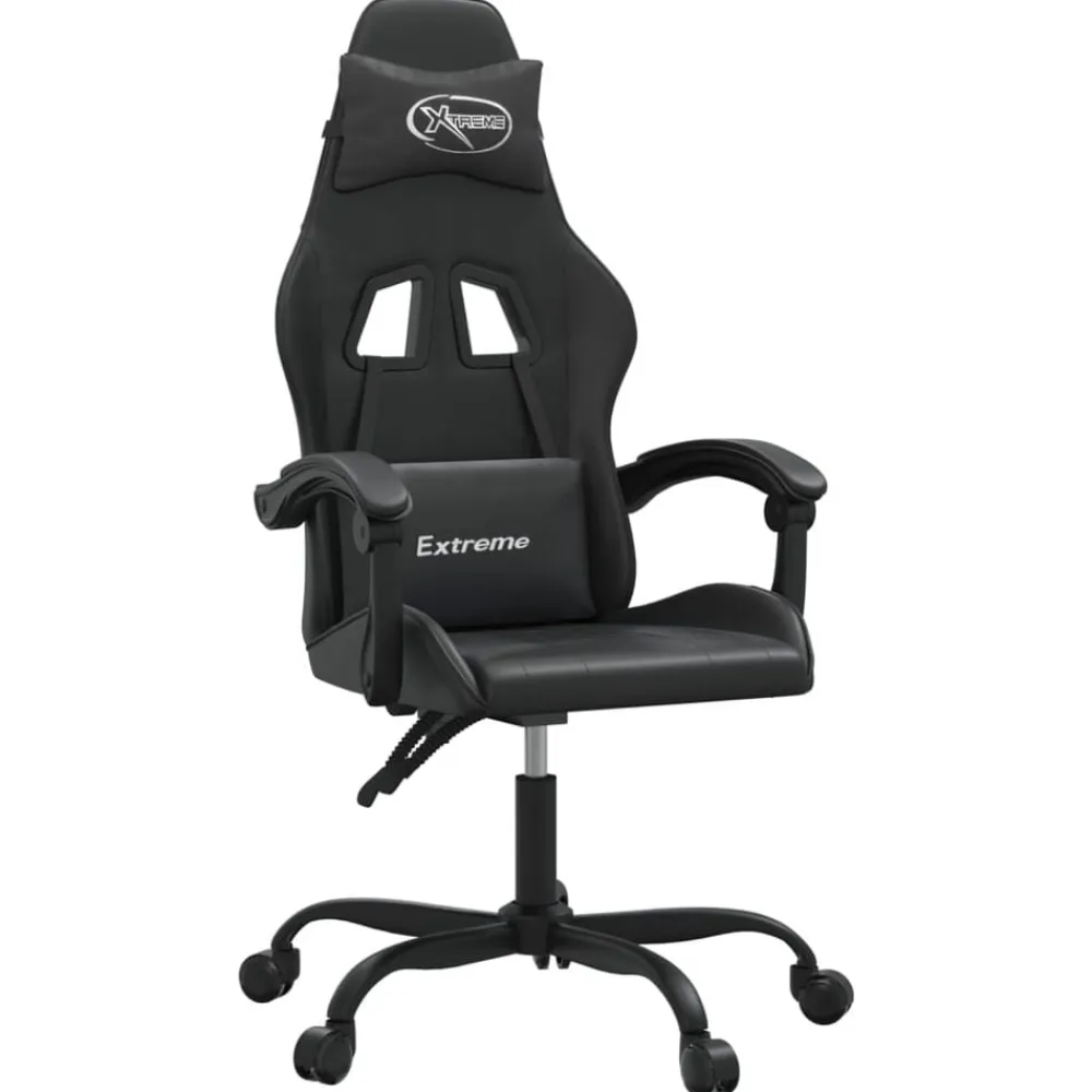 vidaXL Silla gaming giratoria cuero sintético Negro Hot