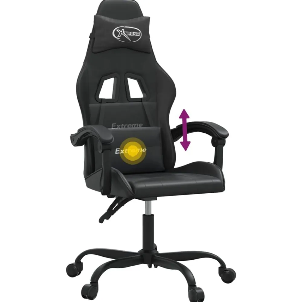 vidaXL Silla gaming giratoria cuero sintético Negro Hot
