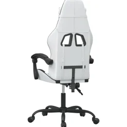 vidaXL Silla gaming giratoria cuero sintético Blanco y negro