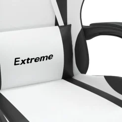 vidaXL Silla gaming giratoria cuero sintético Blanco y negro