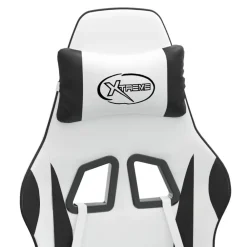 vidaXL Silla gaming giratoria cuero sintético Blanco y negro