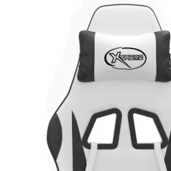 vidaXL Silla gaming giratoria cuero sintético Blanco y negro