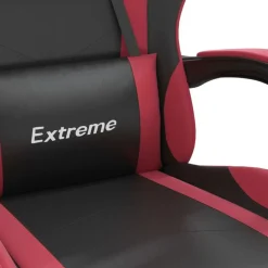 vidaXL Silla gaming giratoria y reposapiés cuero sintético Negro y rojo tinto