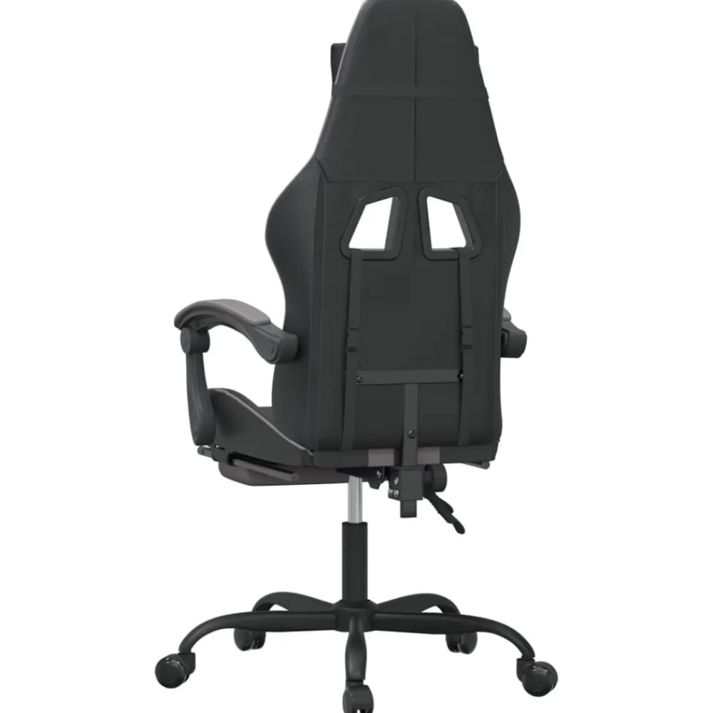 vidaXL Silla gaming giratoria y reposapiés cuero sintético negro gris Negro y gris Best
